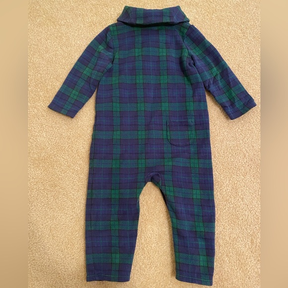 Janie and Jack BABY PLAID SHAWL COLLAR 1-PIECE - Picture 3 of 4